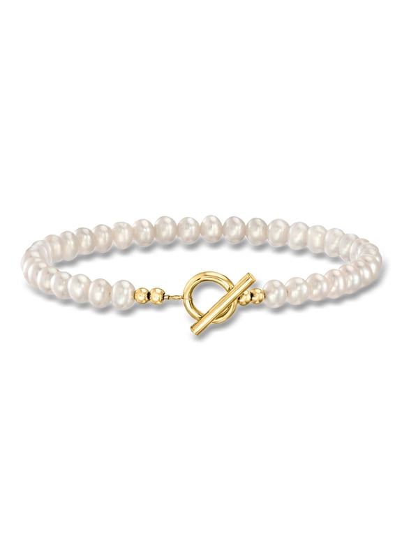 Pure Collection by Ross-Simons 4-5mm Cultured Pearl Toggle Bracelet With 14kt Yellow Gold, Women's, Adult