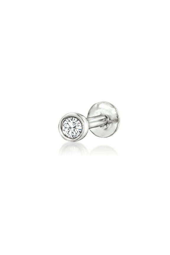 Pure Collection by Ross-Simons Bezel-Set Diamond Single Flat-Back Stud Earring in Sterling Silver, Women's, Adult