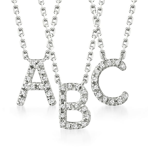 Pure Collection by Ross-Simons Diamond-Accented Initial Necklace in Sterling Silver, Women's, Adult