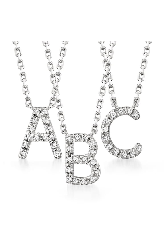 Pure Collection by Ross-Simons Diamond-Accented Initial Necklace in Sterling Silver, Women's, Adult