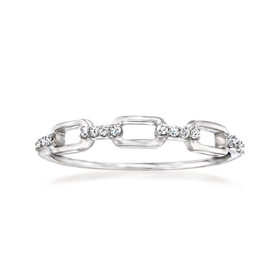 Pure Collection by Ross-Simons Diamond-Accented Paper Clip Link Ring in Sterling Silver, Women's, Adult