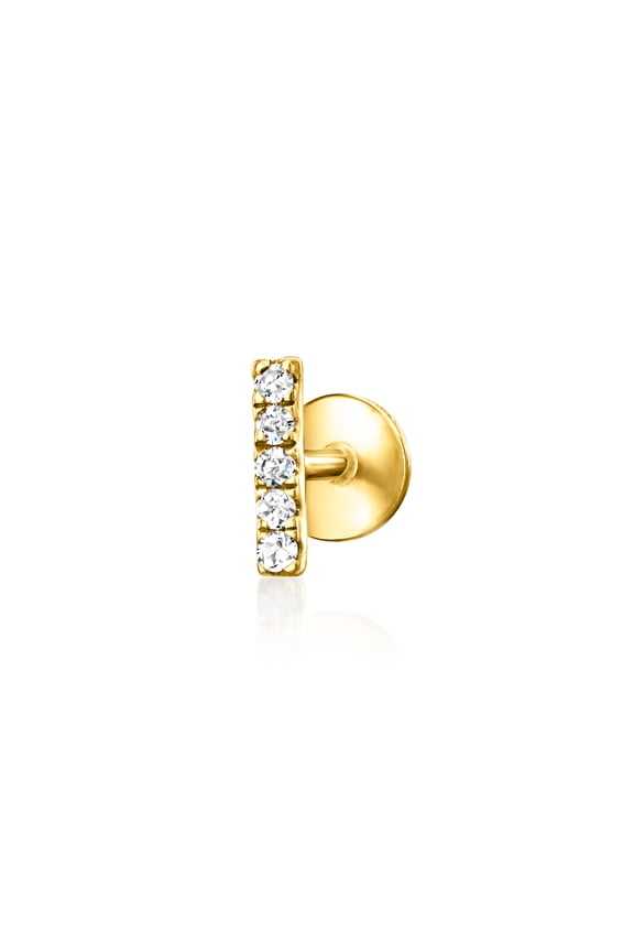 Pure Collection by Ross-Simons Diamond Bar Single Flat-Back Stud Earring in 14kt Yellow Gold, Women's, Adult