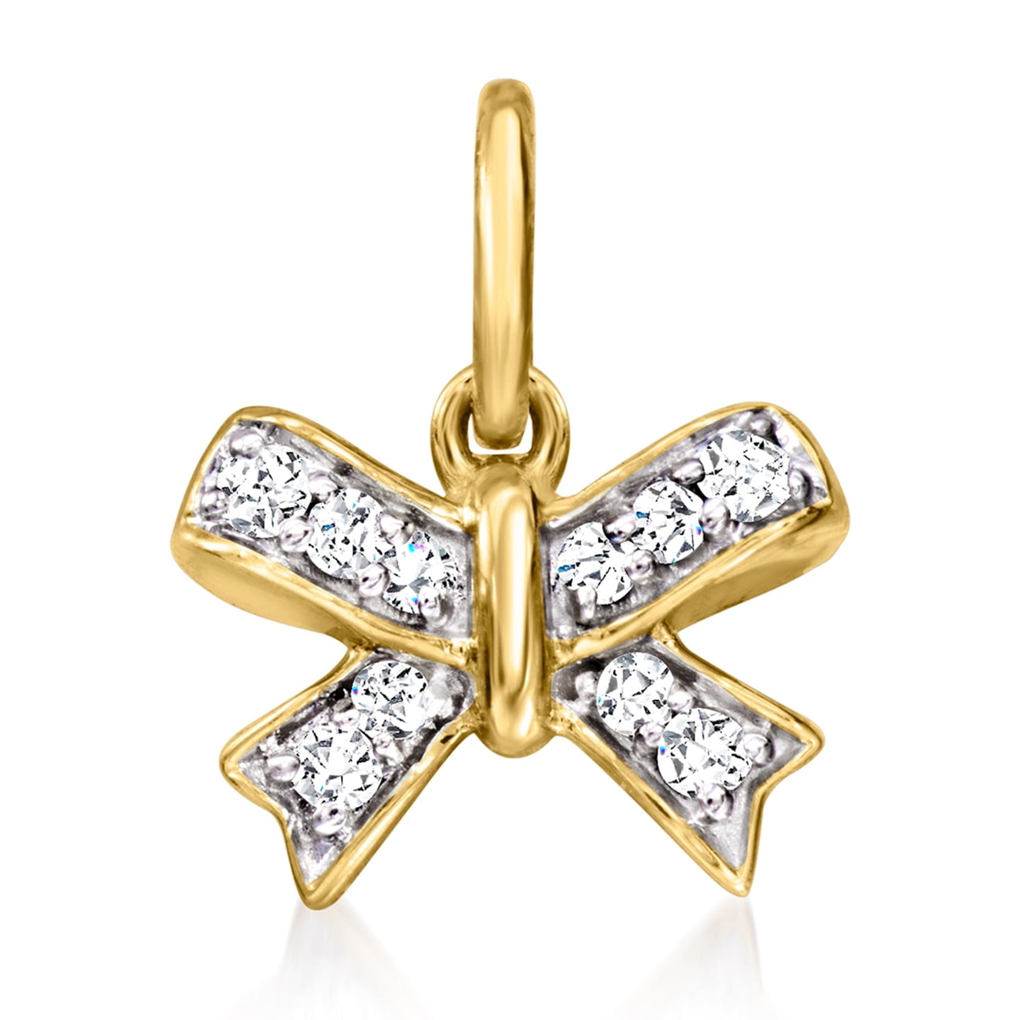 RS PURE Pure Collection by Ross-Simons Diamond Bow Charm in 14kt Yellow Gold, Women's, Adult
