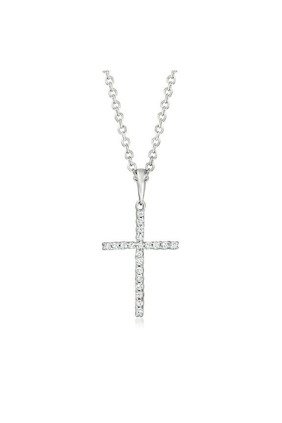 Pure Collection by Ross-Simons Diamond Cross Pendant Necklace in Sterling Silver, Women's, Adult