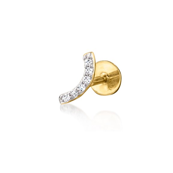 Pure Collection by Ross-Simons Diamond Curved Bar Single Flat-Back Stud Earring in 14kt Yellow Gold, Women's, Adult