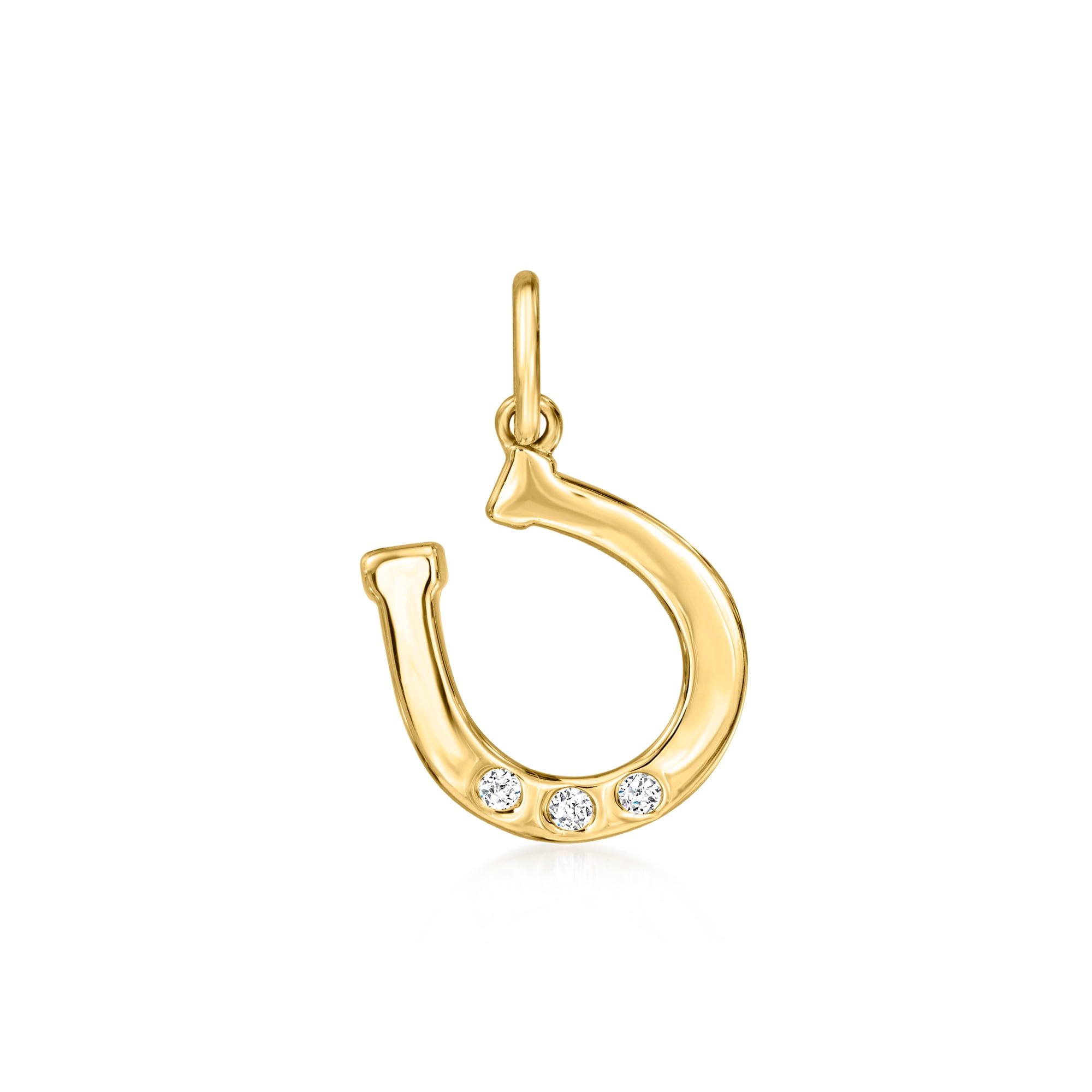 RS PURE Pure Collection by Ross-Simons Diamond Horseshoe Charm in 14kt Yellow Gold, Women's, Adult