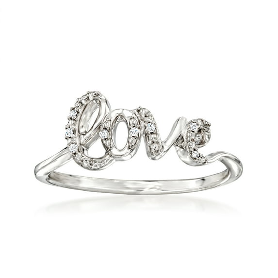 RS Pure by Ross-Simons Diamond "Love" Ring in Sterling Silver, Women's, Adult