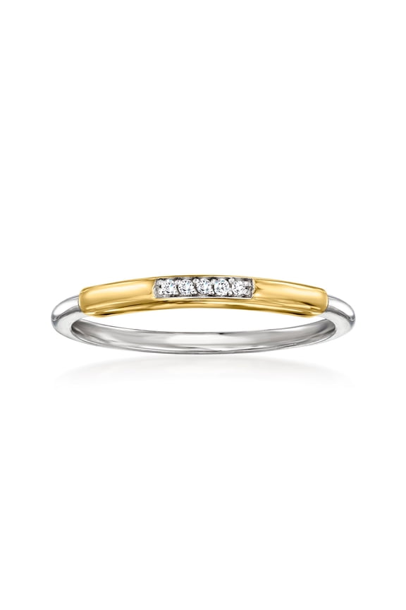 Pure Collection by Ross-Simons Diamond Ring in Sterling Silver and 14kt Yellow Gold, Women's, Adult