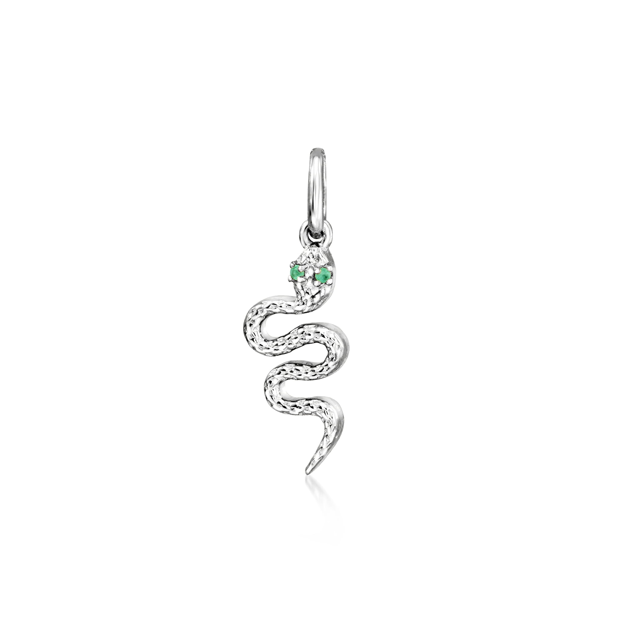 RS PURE Pure Collection by Ross-Simons Diamond and Emerald Snake Charm in Sterling Silver, Women's, Adult