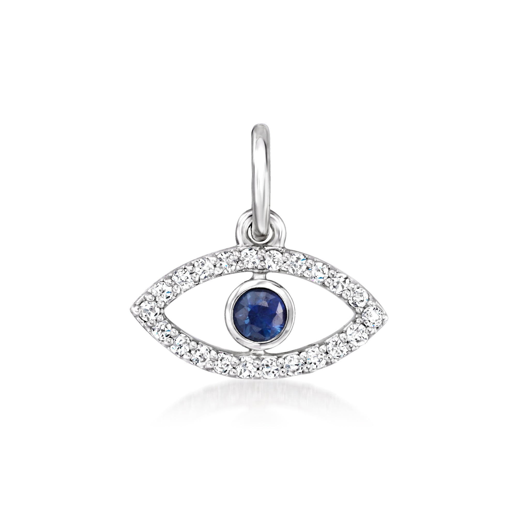 RS PURE Pure Collection by Ross-Simons Diamond and Sapphire Evil Eye Charm in Sterling Silver, Women's, Adult