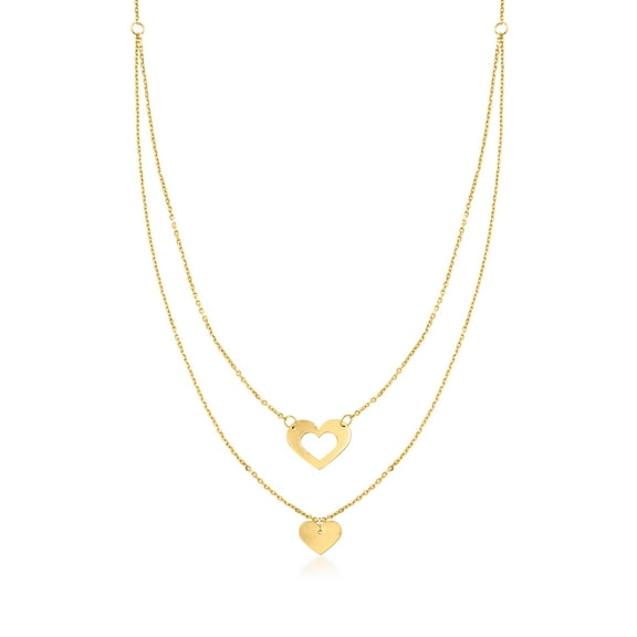 Pure Collection by Ross-Simons Italian 14kt Yellow Gold Heart Double Necklace, Women's, Adult