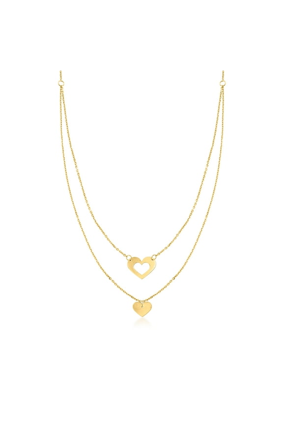 Pure Collection by Ross-Simons Italian 14kt Yellow Gold Heart Double Necklace, Women's, Adult