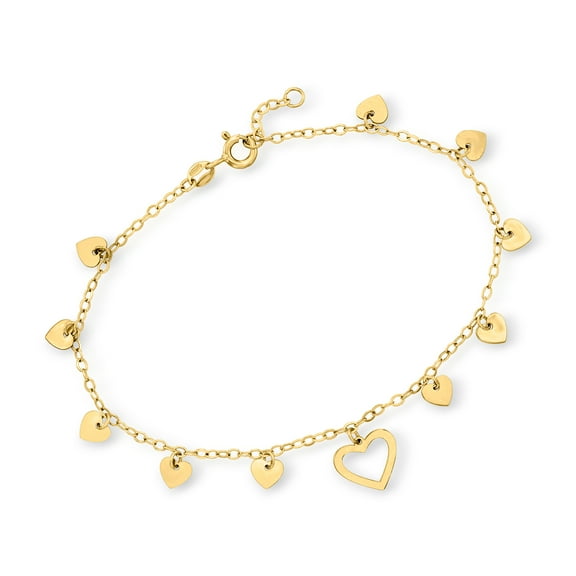 Pure Collection by Ross-Simons Italian 14kt Yellow Gold Heart Station Bracelet, Women's, Adult