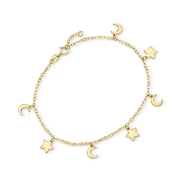 Pure Collection by Ross-Simons Italian 14kt Yellow Gold Moon and Stars Bracelet, Women's, Adult