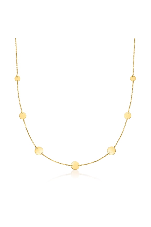 Pure Collection by Ross-Simons Italian 14kt Yellow Gold Multi-Size Disc Station Necklace, Women's, Adult