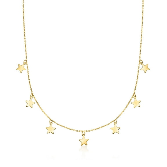 Pure Collection by Ross-Simons Italian 14kt Yellow Gold Multi-Star Charm Necklace, Women's, Adult