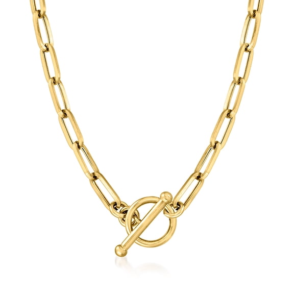 Pure Collection by Ross-Simons 4mm 14kt Yellow Gold Paper Clip Link Toggle Necklace, Women's, Adult
