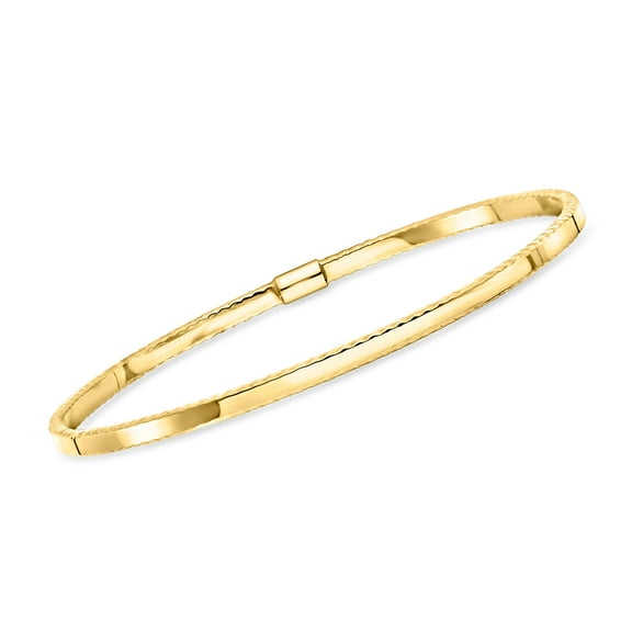 Pure Collection by Ross-Simons Italian 14kt Yellow Gold Ribbed-Edge Bangle Bracelet, Women's, Adult