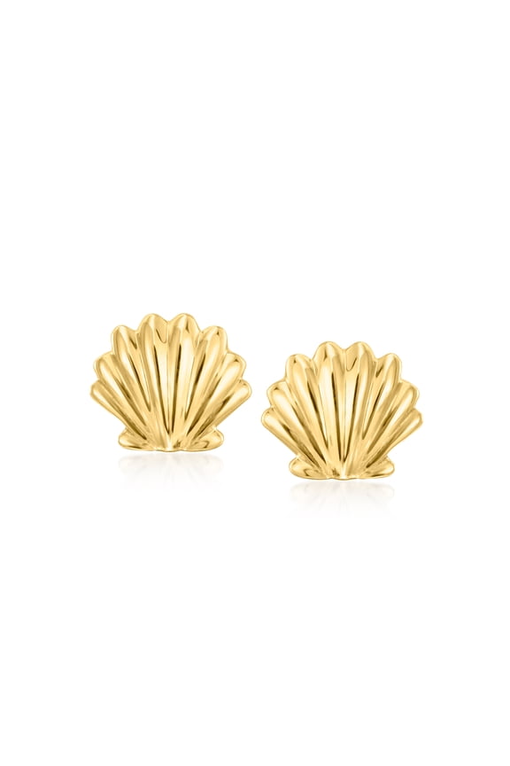 Pure Collection by Ross-Simons Italian 14kt Yellow Gold Seashell Stud Earrings, Women's, Adult