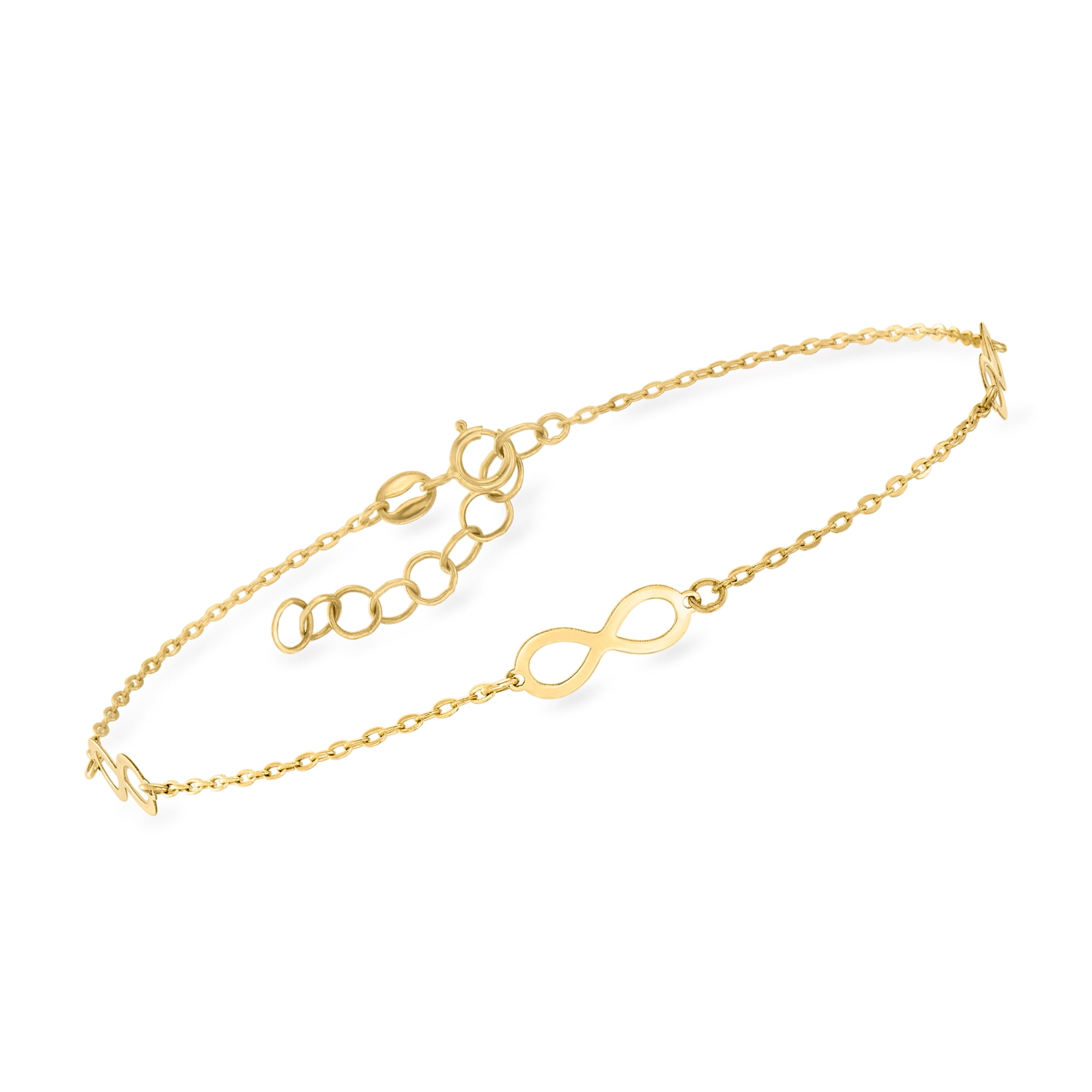 RS Pure by Ross-Simons Italian 14kt Yellow Gold Triple Infinity Station Bracelet, Women's, Adult