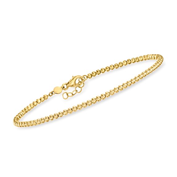 RS Pure by Ross-Simons Italian 2mm 14kt Yellow Gold Bead Bracelet, Women's, Adult