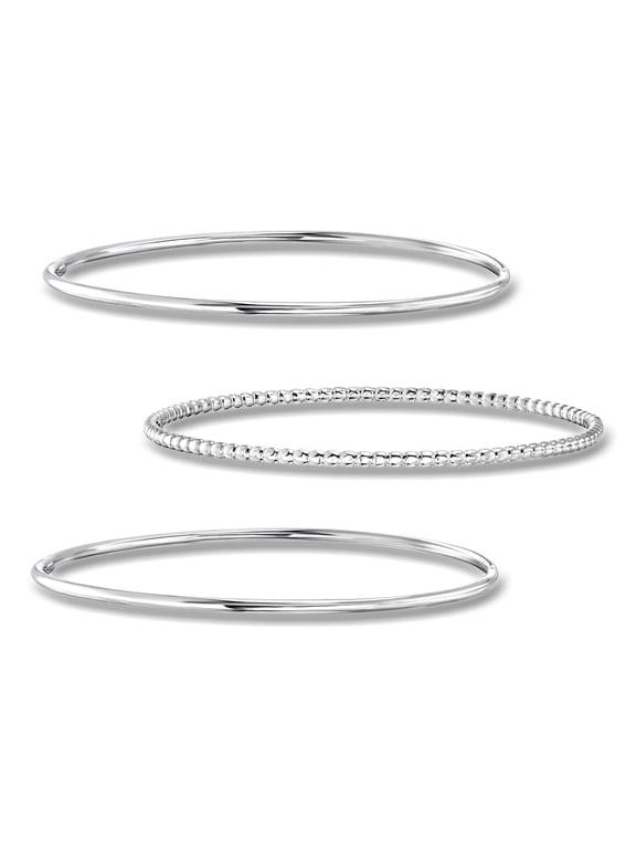 Pure Collection by Ross-Simons Italian Sterling Silver Jewelry Set: 3 Polished and Beaded Bangle Bracelets, Women's, Adult
