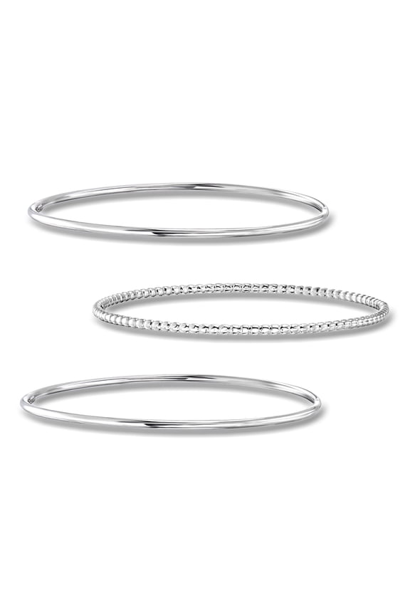 Pure Collection by Ross-Simons Italian Sterling Silver Jewelry Set: 3 Polished and Beaded Bangle Bracelets, Women's, Adult
