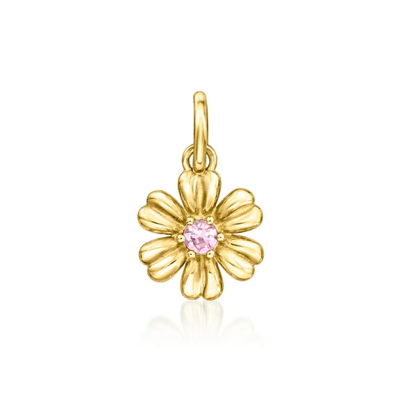 Pure Collection by Ross-Simons Pink Sapphire Flower Charm in 14kt Yellow Gold, Women's, Adult