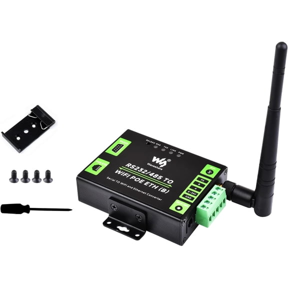 RS232/485 to WiFi POE Ethernet Serial Server Converter, Modbus/MQTT Gateway, Support Serial to WIFI, Serial to Ethernet, Ethernet to WIFI, Serial to HTTPD Client etc. DC 6~36V/PoE Power Supply
