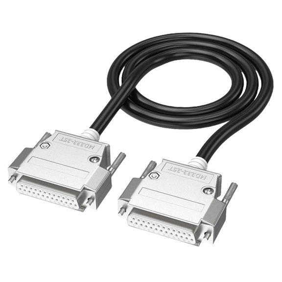RS232 DB25 Male Female Connection Cable 26AWG Copper Wire Various Length Option Heat Resistant, Black