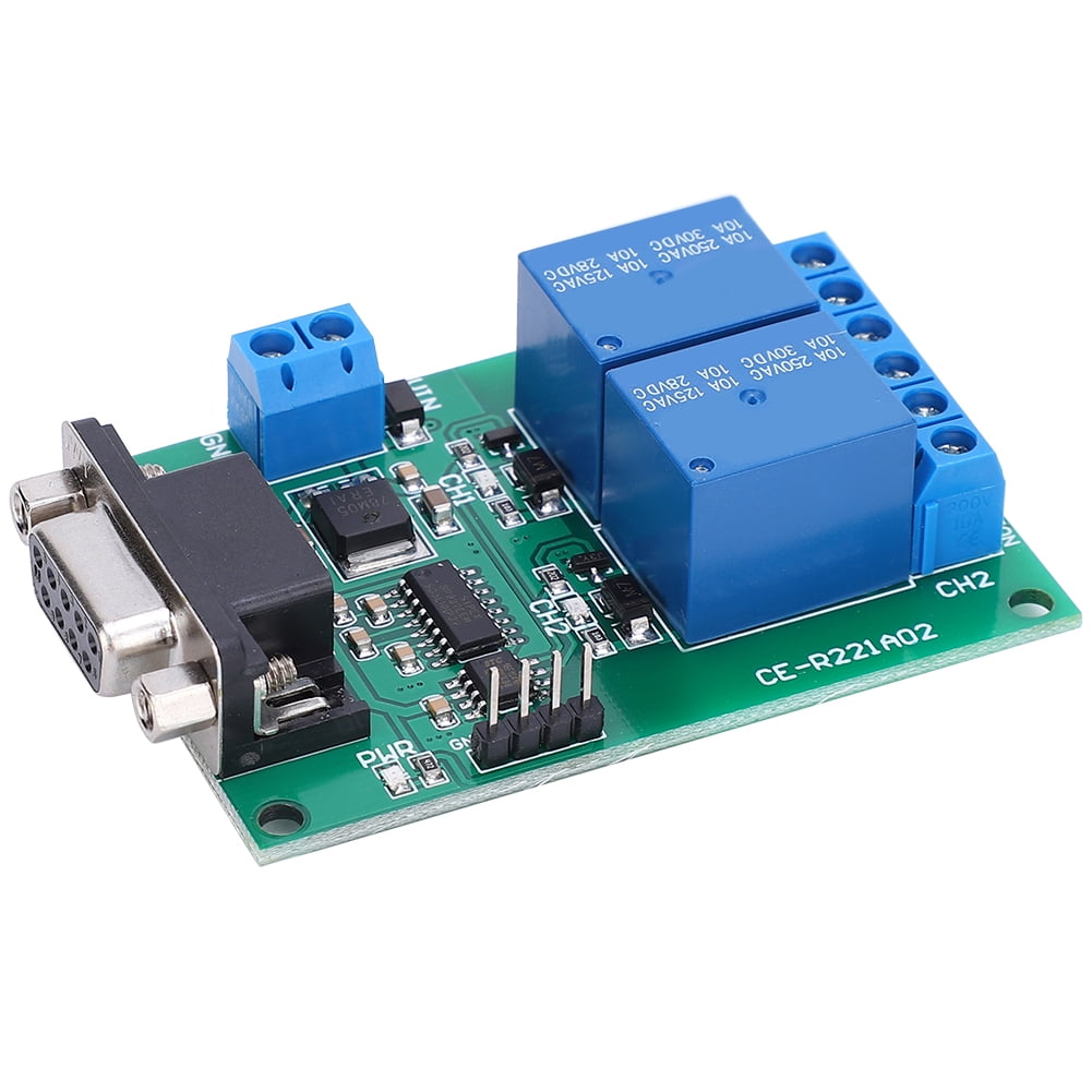 RS232 Serial Relay Module, 2CH, DB9 Interface, Remote Control, Expanded ...