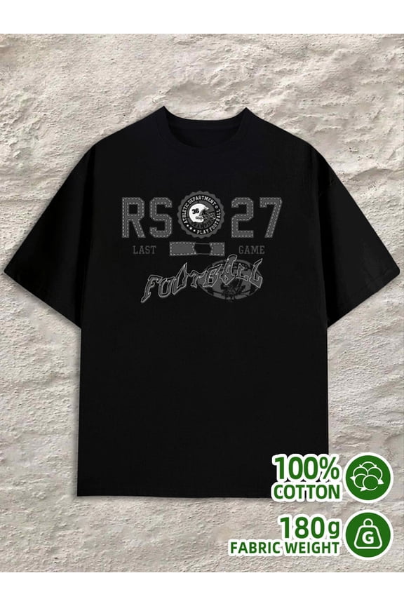 RS27 Football for men black 180G 100% Cotton spring and summer clothing Trendy Unisex Shirt Short Sleeve tshirts Unique Design Unisex Shirt Graphic Tee tshirts