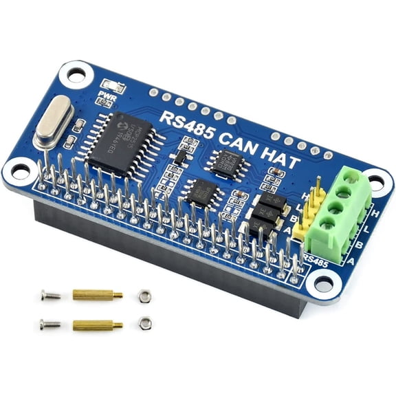 RS485 CAN HAT for 4 3/2/1 Model B B+ A+, Onboard CAN Controller MCP2515 via SPI Interface, Transceiver SN65HVD230 and SP3485, Allow Long-Distance Communication via RS485/CAN Function