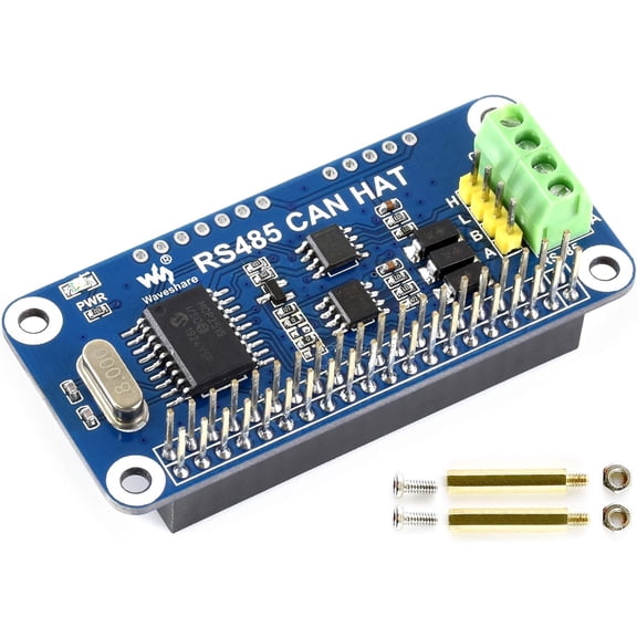 RS485 CAN HAT for 5/4B/3B+/3B/2B/B+/Zero/Zero W/WH/2W, Long-Distance Communication via RS485/CAN Function, Onboard CAN Controller MCP2515, SPI Interface Transceiver SIT65HVD230DR