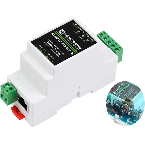 RS485 to RJ45 Ethernet with POE Function Modbus/MQTT Gateway, Bi-Directional Transparent Data Transmission Between RS485 and Ethernet, 6~36V DC Screw Terminal, or PoE Port Power Supply