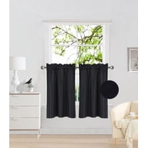 RS5 2-Piece Black Microfiber Blackout Window Curtain, Two (2) Rod Pocket Panels 30"X 36" Each