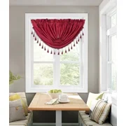 SAMIMPORT-2011 (RS8) 1-Piece Beaded Blackout Waterfall Valance Ideal for Restaurants, Brunch Spots & Home Décor (48"x38")