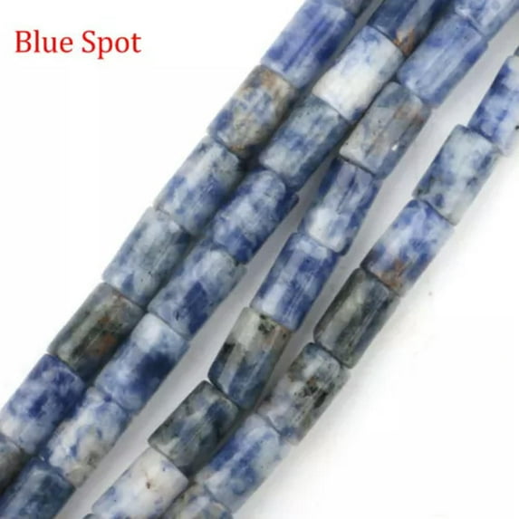 RSAMD 15"Multi-color Gemstone 5*8mm Tube Cylinder Loose Beads for Jewelry Making DIY -Blue Spot-1 String (Random)