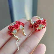 RSAMD 1Pair Exquisite ShiningRose Design Feel Flower Basket Fashion Ear BucklJO-Purple-