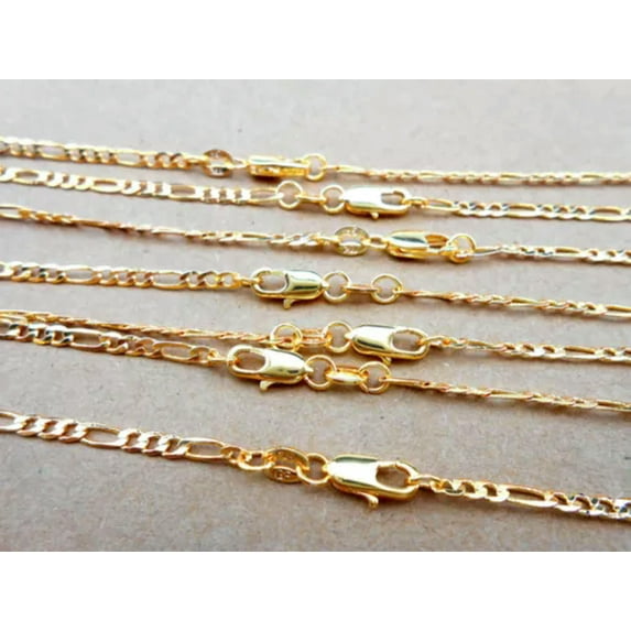 RSAMD 1pcs Mens 18K Yellow Gold Filled 2.5mm Italian Figaro Chain Necklace 16-30 Inch-22