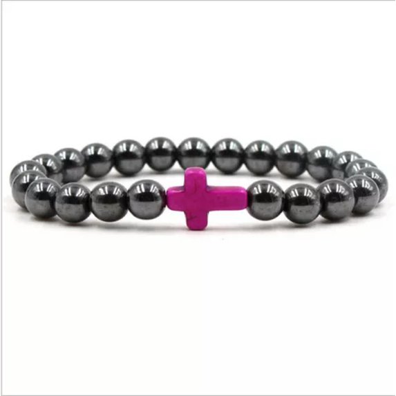 RSAMD 2023 New Cross Beaded Rosary Adjustable Black Lava Bead Men Fashion Bracelets-281-7