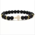thumbnail image 1 of RSAMD 2023 New Cross Beaded Rosary Adjustable Black Lava Bead Men Fashion Bracelets-282-1-3, 1 of 6