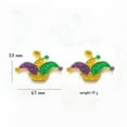 thumbnail image 1 of RSAMD 2023 New Gold Green Purple Glitter Acrylic Mardi Gras Carnival Holiday Earrings-#1, 1 of 8