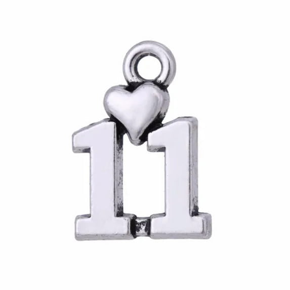 RSAMD 20pcs Antique Heart Shape Love Number 10 11 12 Birthday Charm DIYJewelry Making-11