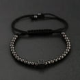 thumbnail image 1 of RSAMD 24kt Gold Plated Micro Pave Zircon Cube Beads Balls Braided Macrame Bracelets-Black Square Ball, 1 of 3