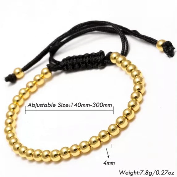 RSAMD 2Pcs Luxury Gold King Crown Hematite Couple Bracelets Set Bangle Jewelry for Men-1Pc-4mm Gold bead