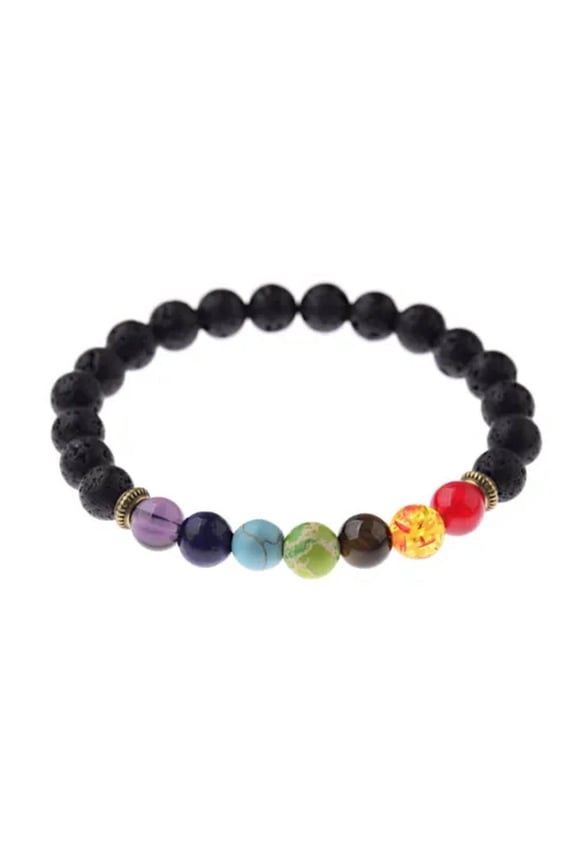 7 Chakra Lava Rock Bead Bracelet Volcanic Stone Essential Oil Diffuser Bangle-1#