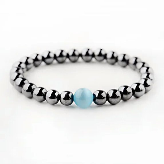 RSAMD 8MM 7 Chakra Men's Hematite Natural Stone Lion Buddha Beaded Charm Bracelet Gift-523-1-B