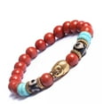 thumbnail image 1 of RSAMD 8MM Natural Obsidian Eyes Beads Tiger Eye Agate Buddha Head Fashion Bracelets-Red Turquoise, 1 of 6