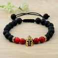 thumbnail image 1 of RSAMD 8MM Owl Buddha Beaded Natural Lava Stone Gold Silver Charm Fashion Men Bracelets-176-10, 1 of 2